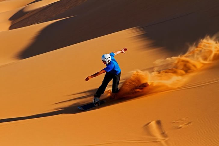 "Sandboarding in the Bedouin Desert"